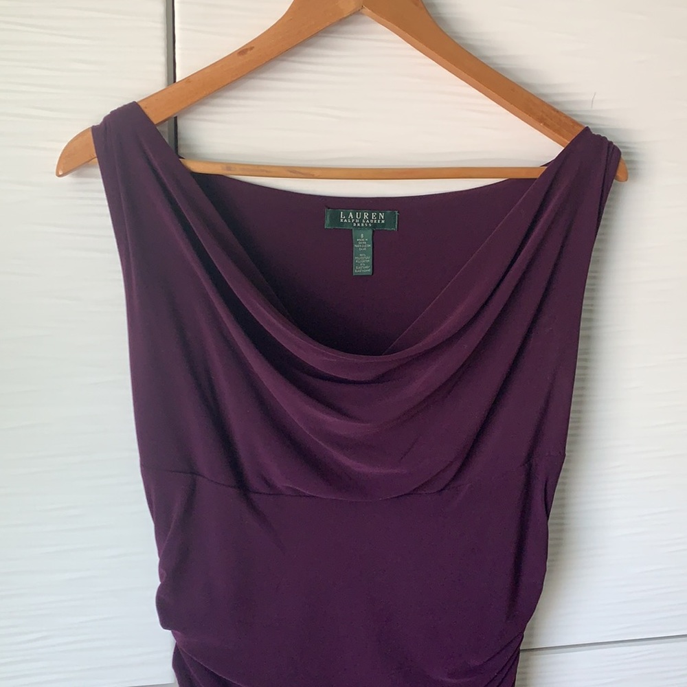 Ralph Lauren wine color drape neck dress sz8